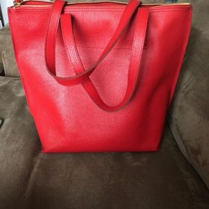 Mark and Graham Zip Leather Tote Red
